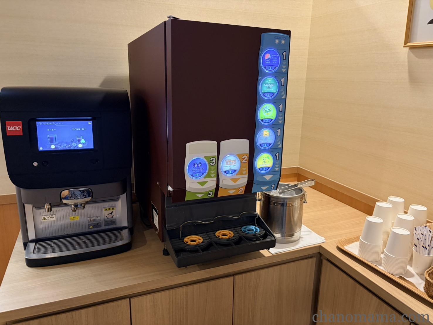ホテルフラッグス佐世保九十九島の無料ドリンクバー・コーヒーとソフトドリンク