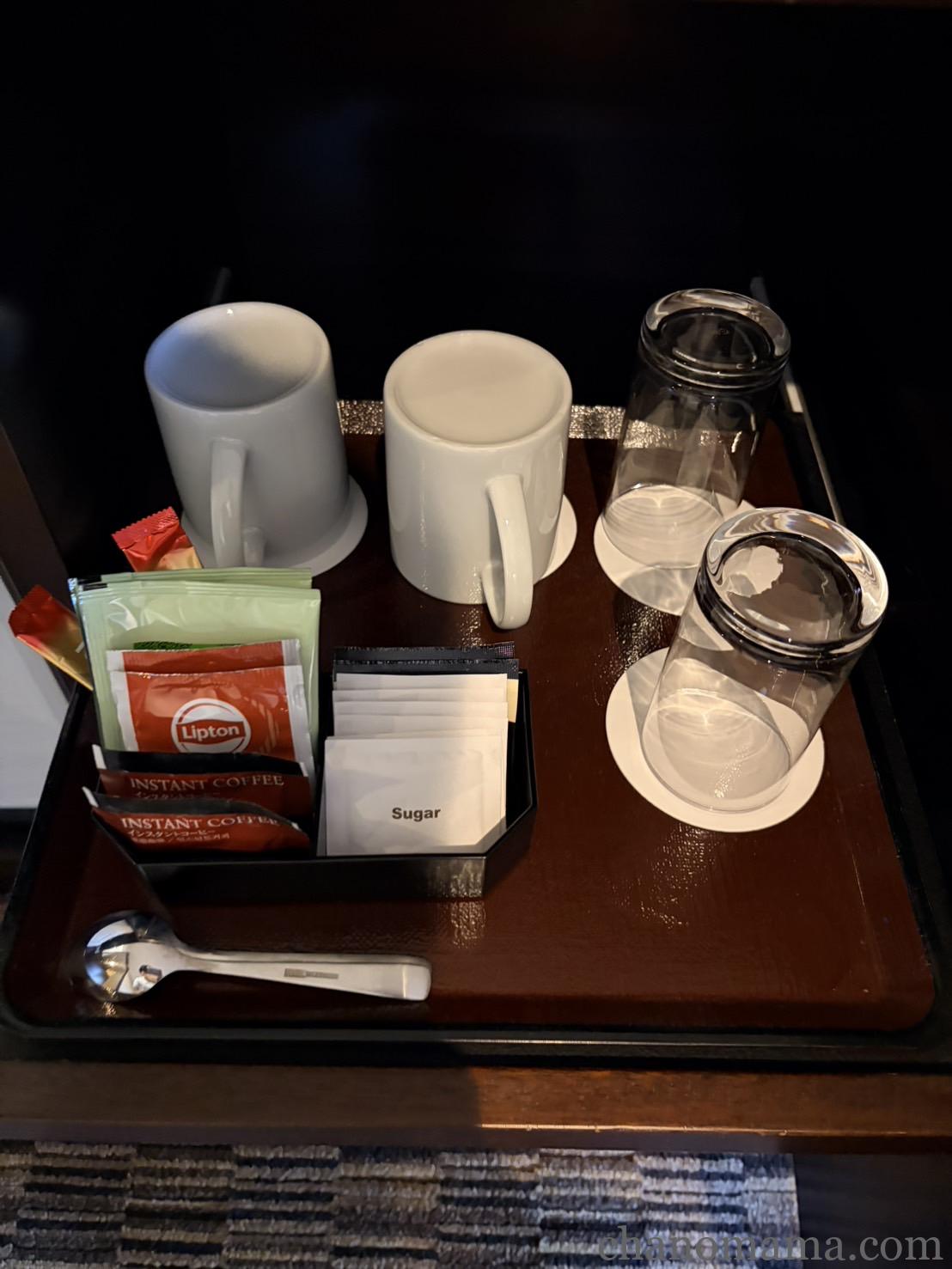 ANAクラウンプラザホテル長崎グラバーヒルの客室・コーヒーと紅茶のセット